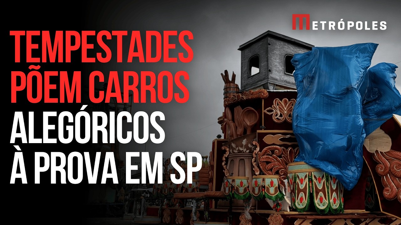 Carnaval: tempestades p&otilde;em carros aleg&oacute;ricos &agrave; prova antes de desfile