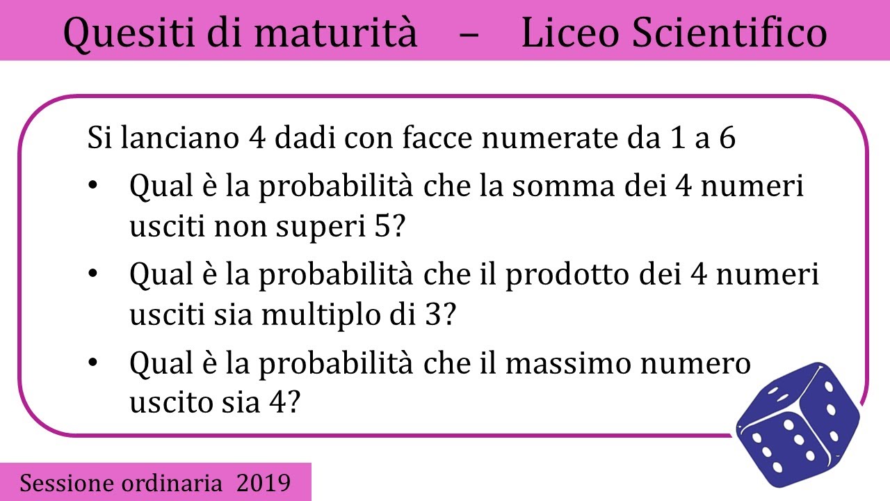 Maturità 2019 - Probabilità (con calcolo combinatorio) - ORDINARIA - QUESITO 5