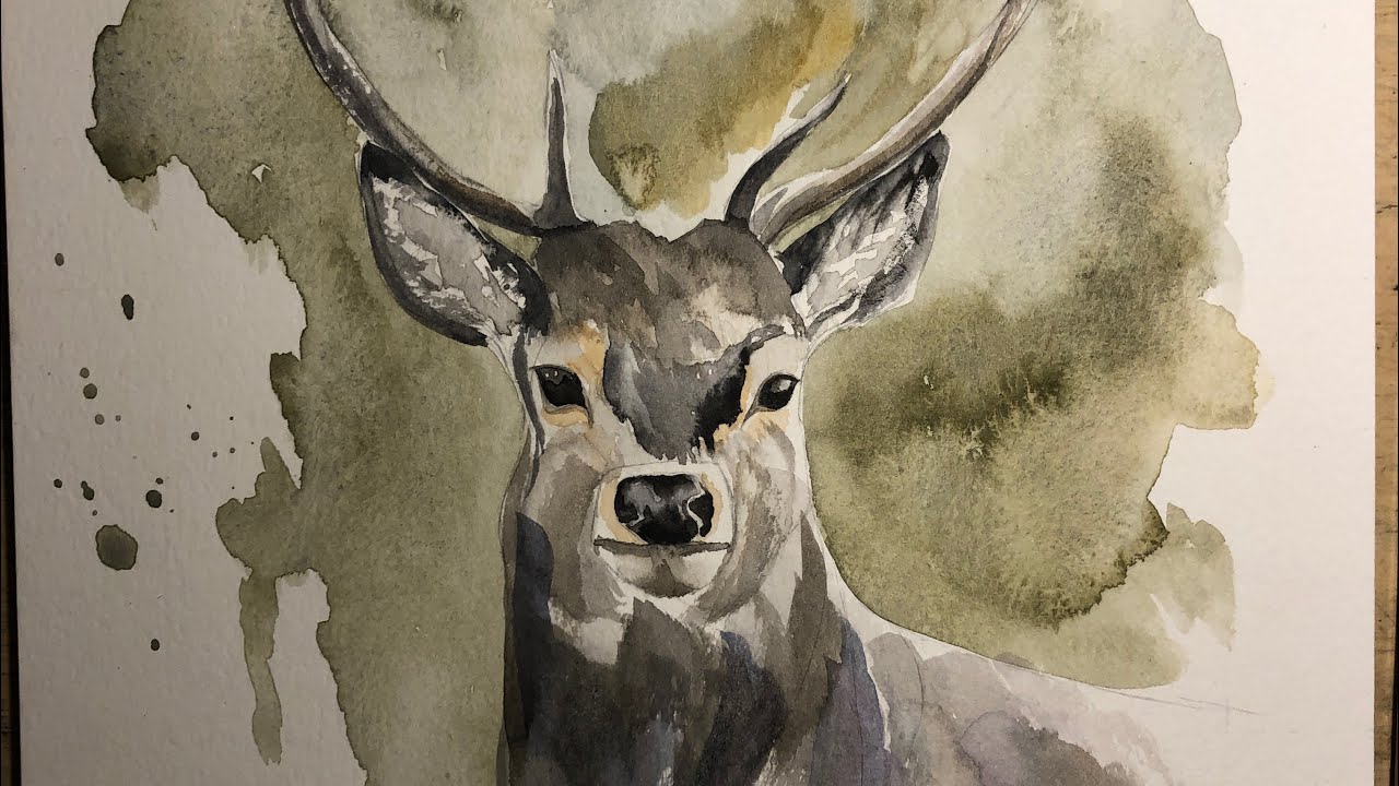 Watercolor deer tutorial, loose watercolor techniques, watercolor paint along, deer painting