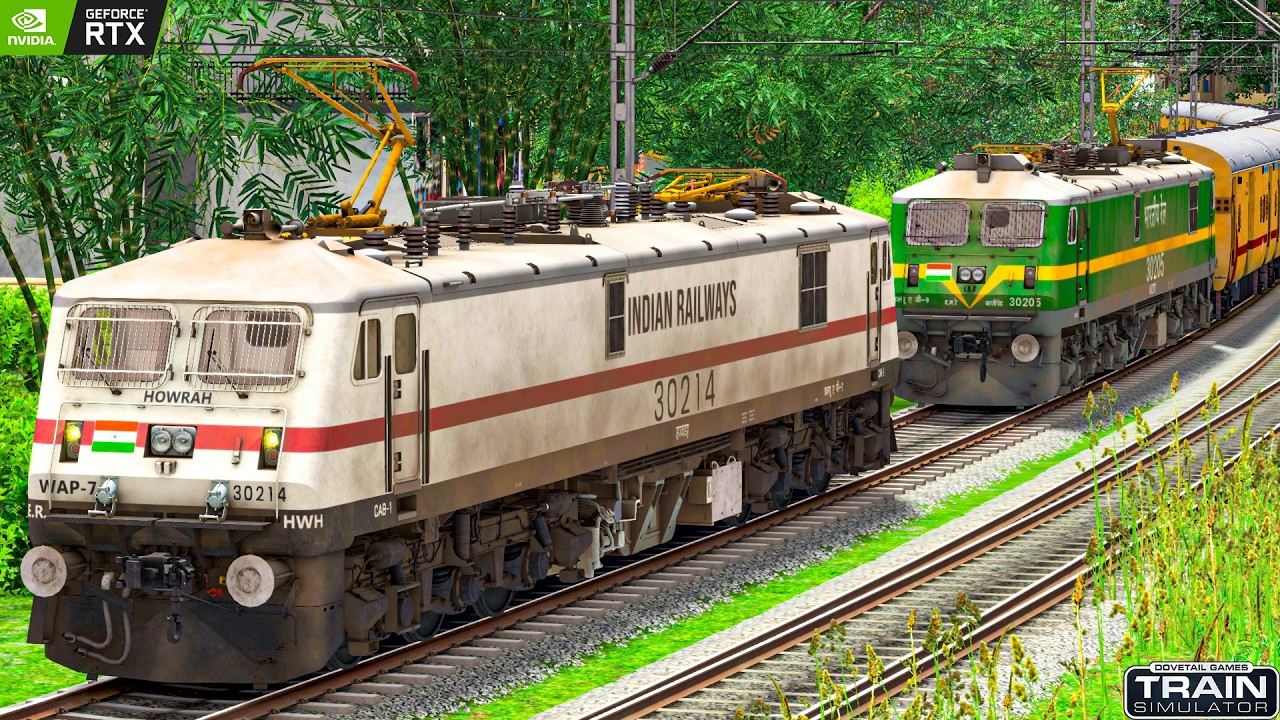 WAP7 COUPLING WAG-9 ICF UTKRISHT TRAIN | BUMPY RAILROAD | Train Crossing Simulator | Railworks