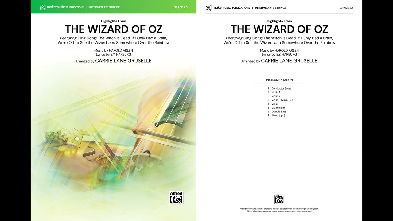 Highlights From The Wizard of Oz, arr. Carrie Lane Gruselle – Score & Sound