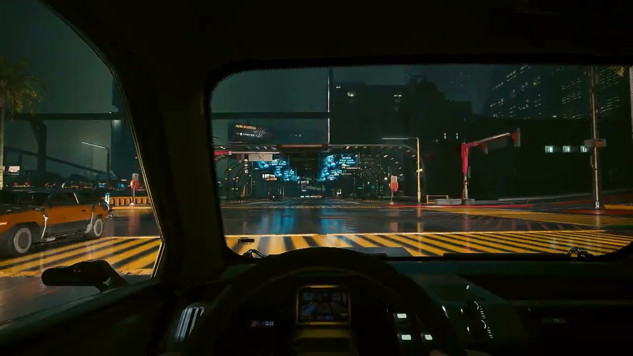 Cyberpunk 2077 Night City Drive #7 (with Radio on 88.9 FM Pacific Dreams) (ASMR) - 14 Mins