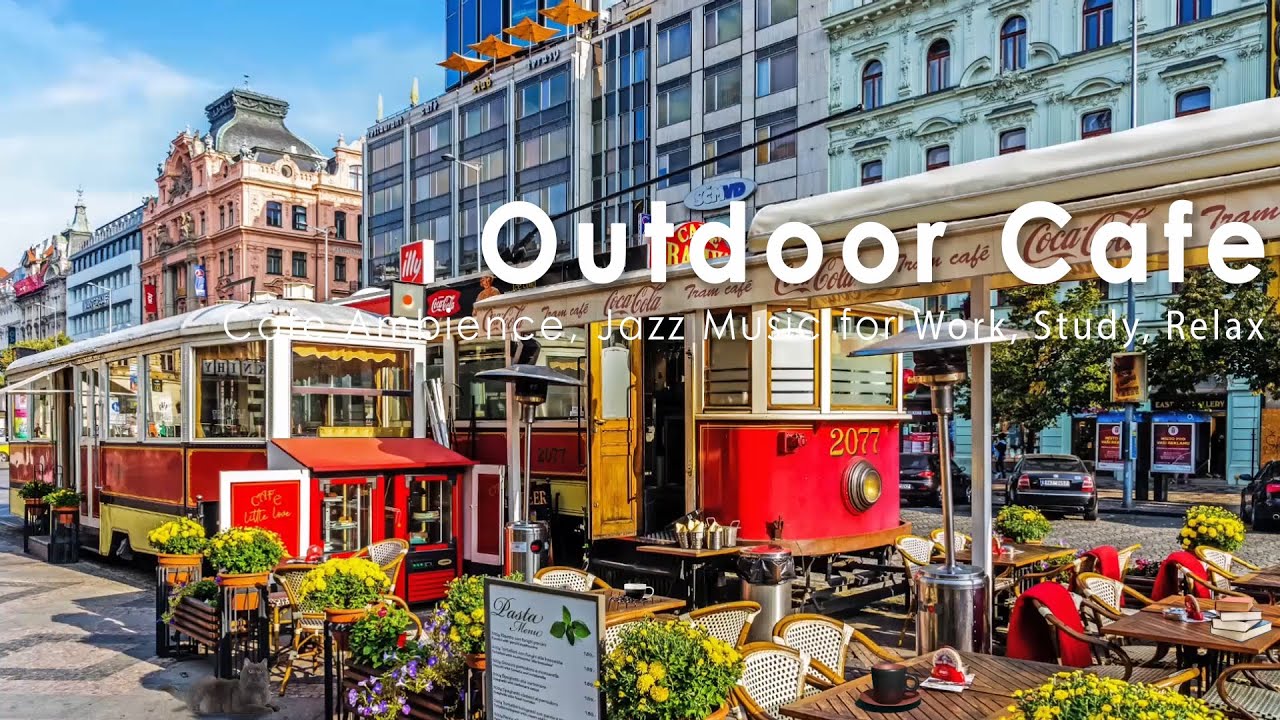 London Outdoor Coffee Shop Ambience - Утренняя джазовая музыка для пробуждения в Лондоне