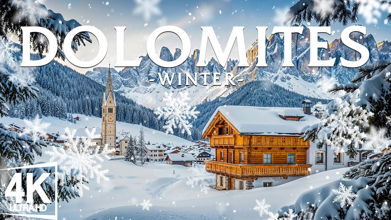 Winter Dolomites 4K ❄️ Snowy Limestone Peaks, Alpine Passes, Silent Valleys in High Alpine Stillness