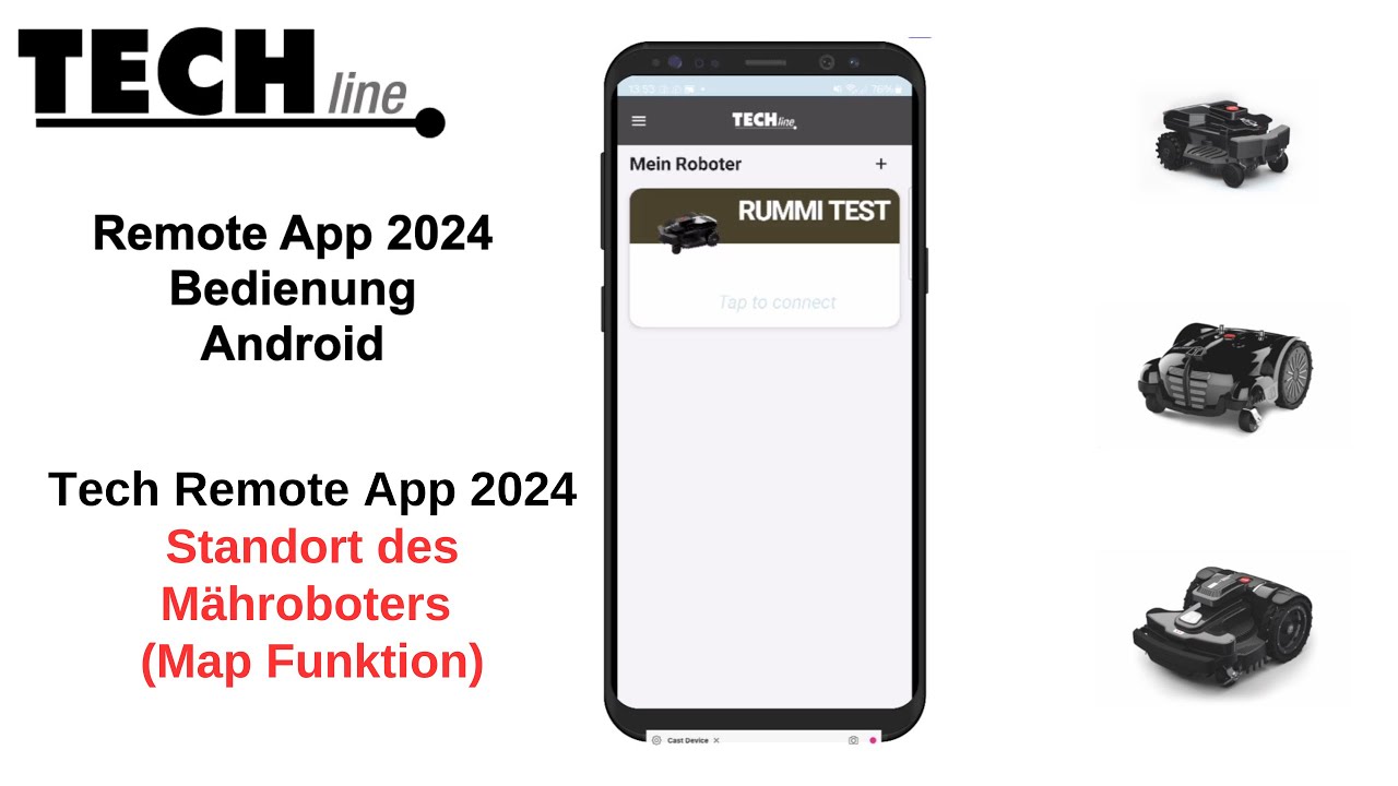 Tech M&auml;hroboter Remote App Android 2024 Funktion 'Maps'