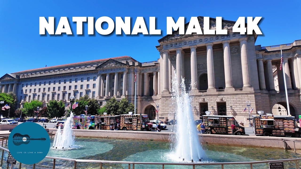 4K Walking Washington DC National Mall &bull; Smithsonian Museum Route &bull; Beautiful Sunny Day