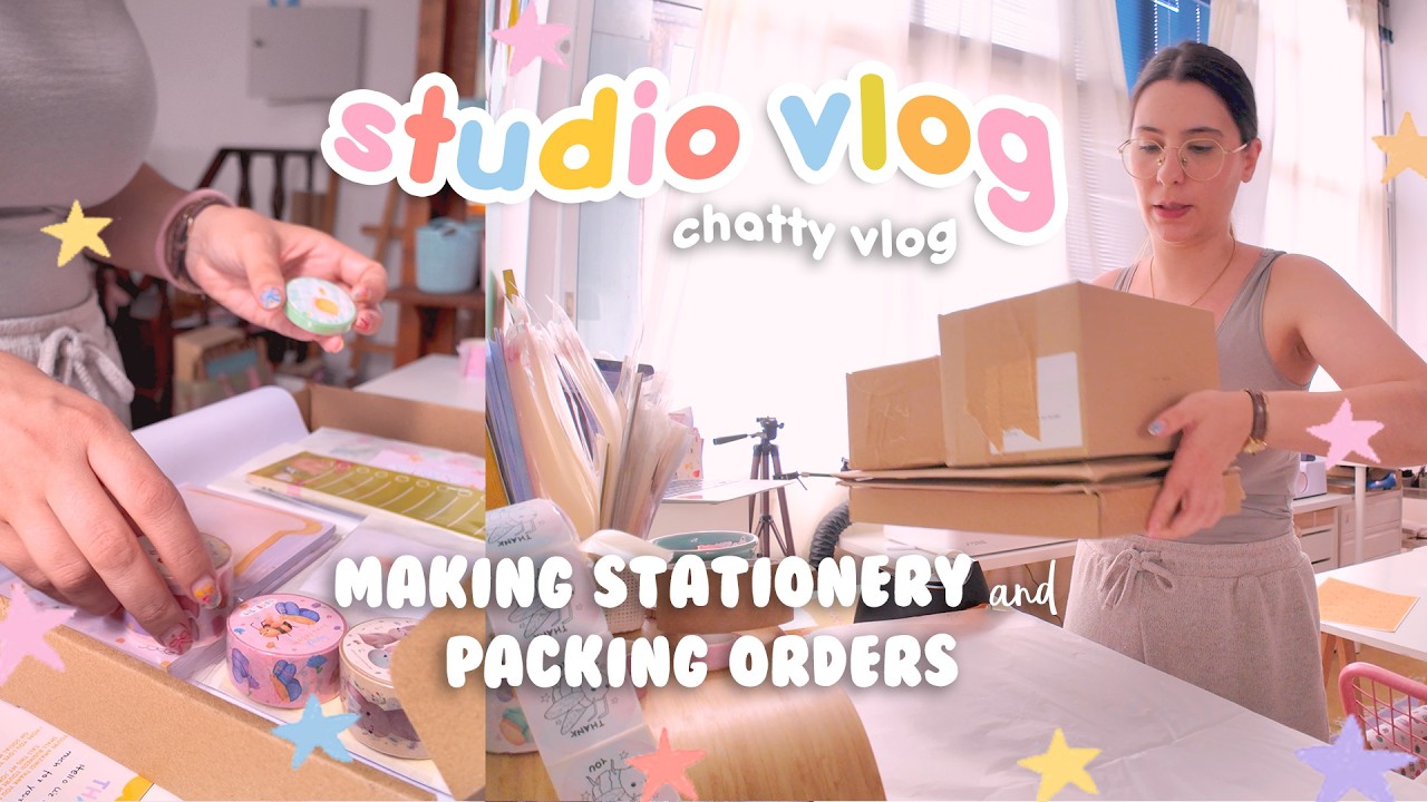 Chatty Studio vlog 🌷 making notebooks and notepads, packing orders. Trying the Liene PixCut S1