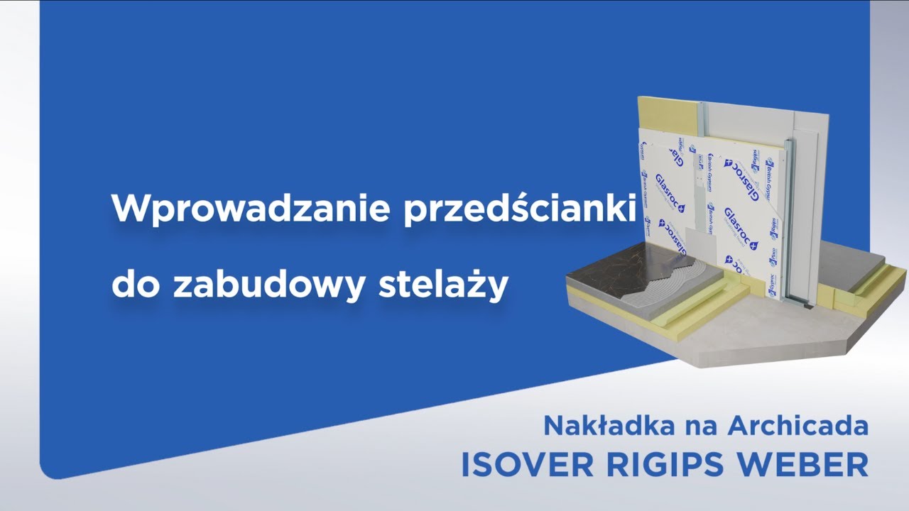 Wprowadzanie przedścianki do zabudowy stelaży – Archicad Nowa nakładka od ISOVER RIGIPS WEBER.
