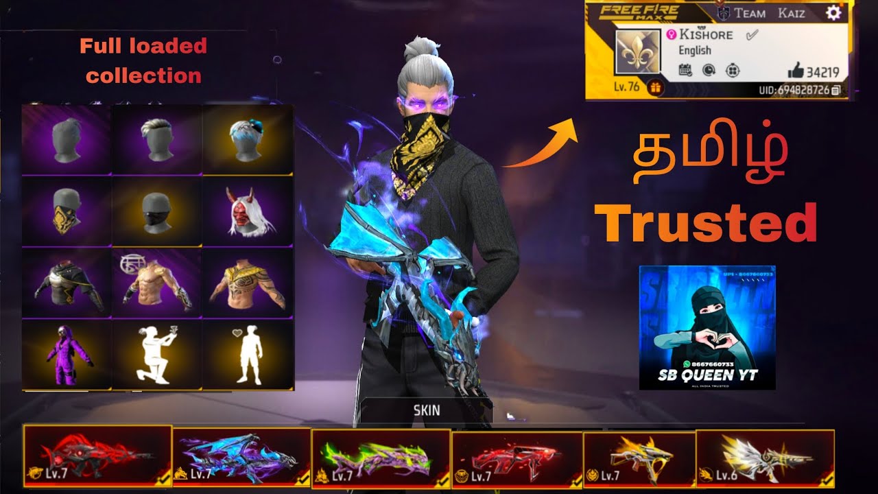 SB QUEEN - ! 77 LEVEL WITH 7 MAXX🆔💥 BLACK T SHIRT WITH COMBO♥️ #freefire #viral #video #freefiremax 