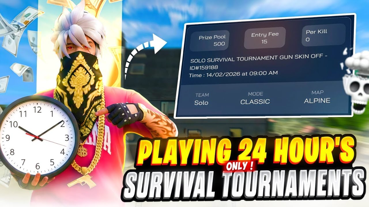 Finally 🔥 Playing Only Survival Tournament's 🤯 For 24 Hour 🥵 How Much I Can Earn ? 🤑 | NOT THUNDER 