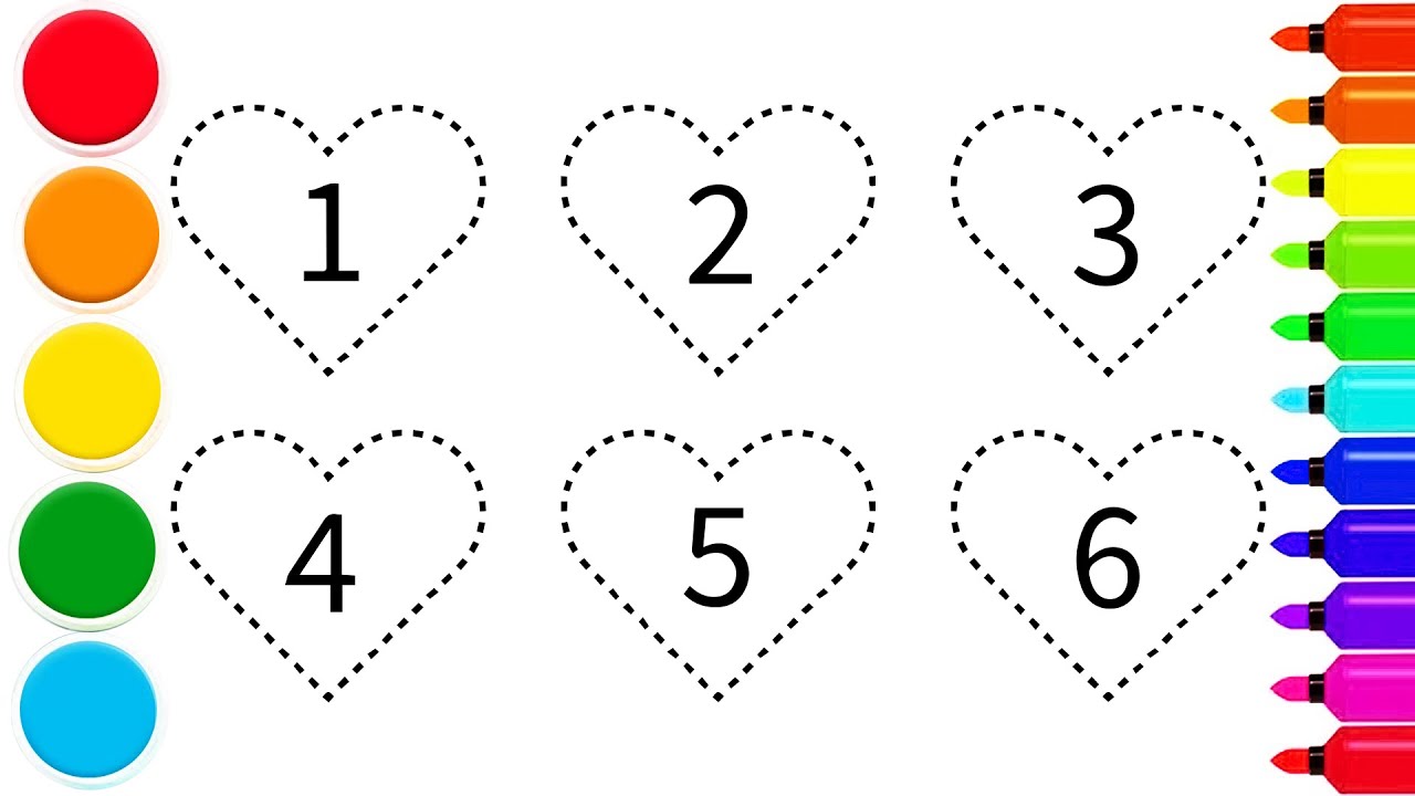 How to draw a simple 2D heart shape and numbers | step by step