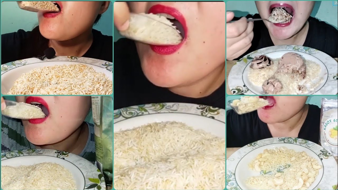 COMPILATION OF EATING RAW RICE USING THIS PLATE @Joylorna8