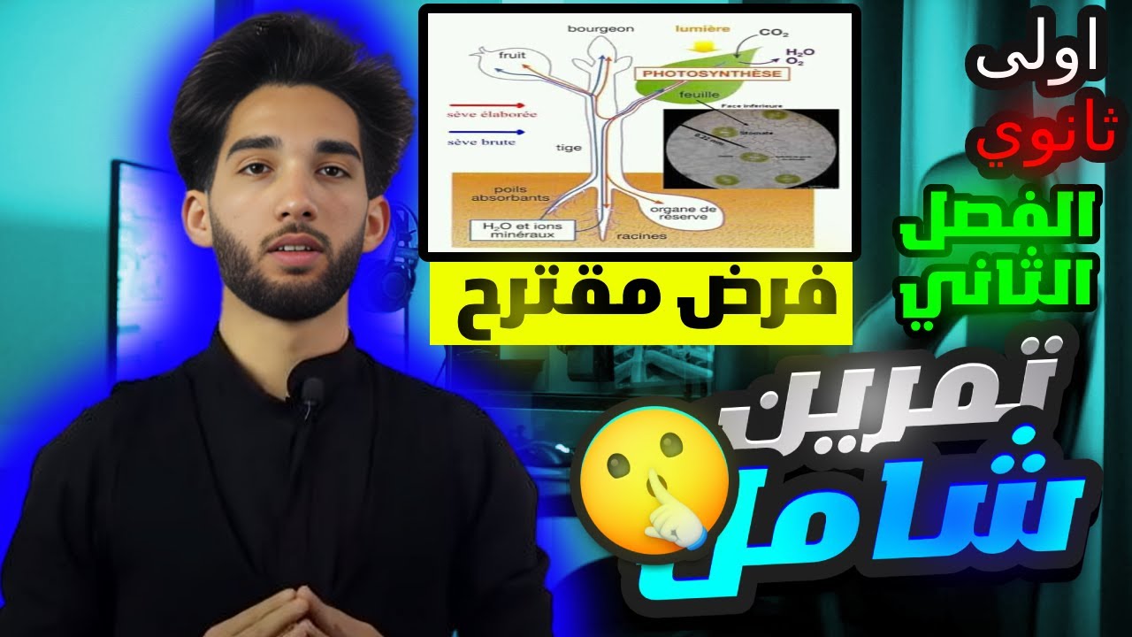 تمرين رائع 🤯مقترح لفرض الفصل الثاني العلوم الطبيعية أولى ثانوي👌(التركيب الضوئي والثغور الورقية )