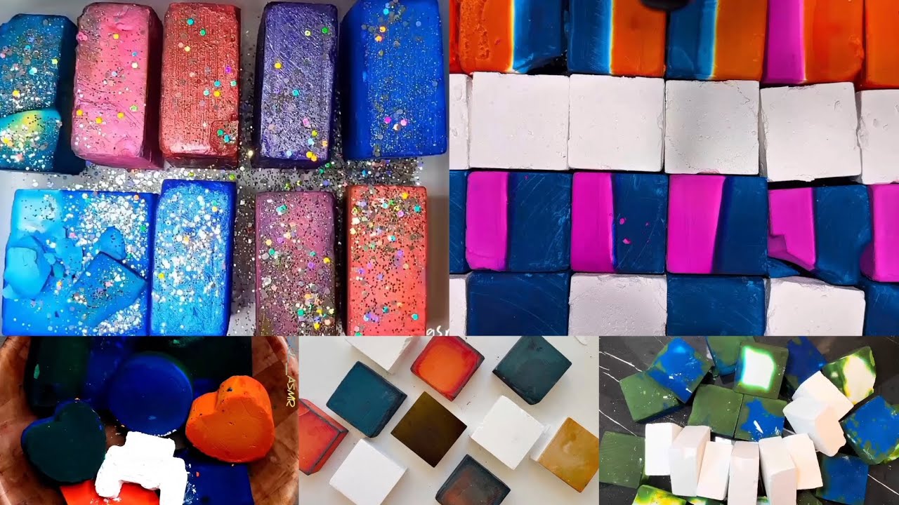 Dyed soft and crispy gymchalk crumbling ASMR by various creators : satisfying Edit compilation 💗