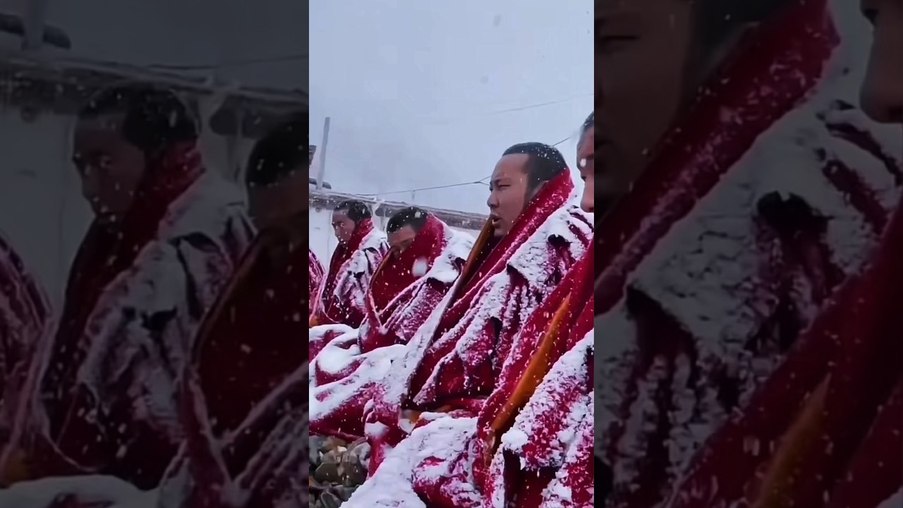Monks In Tibet Practice Dharma In Winter