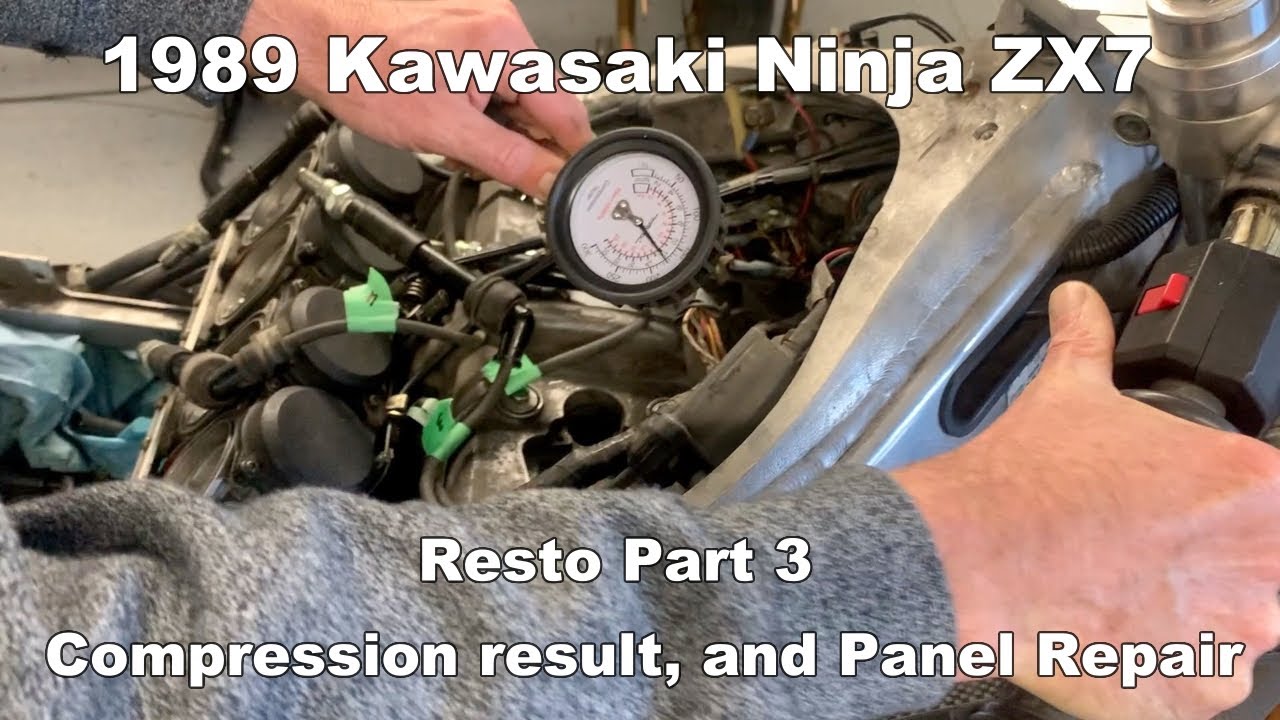 1989 Kawasaki ZX7 restoration - part 3 - Compression test resuts and body panel lug repair