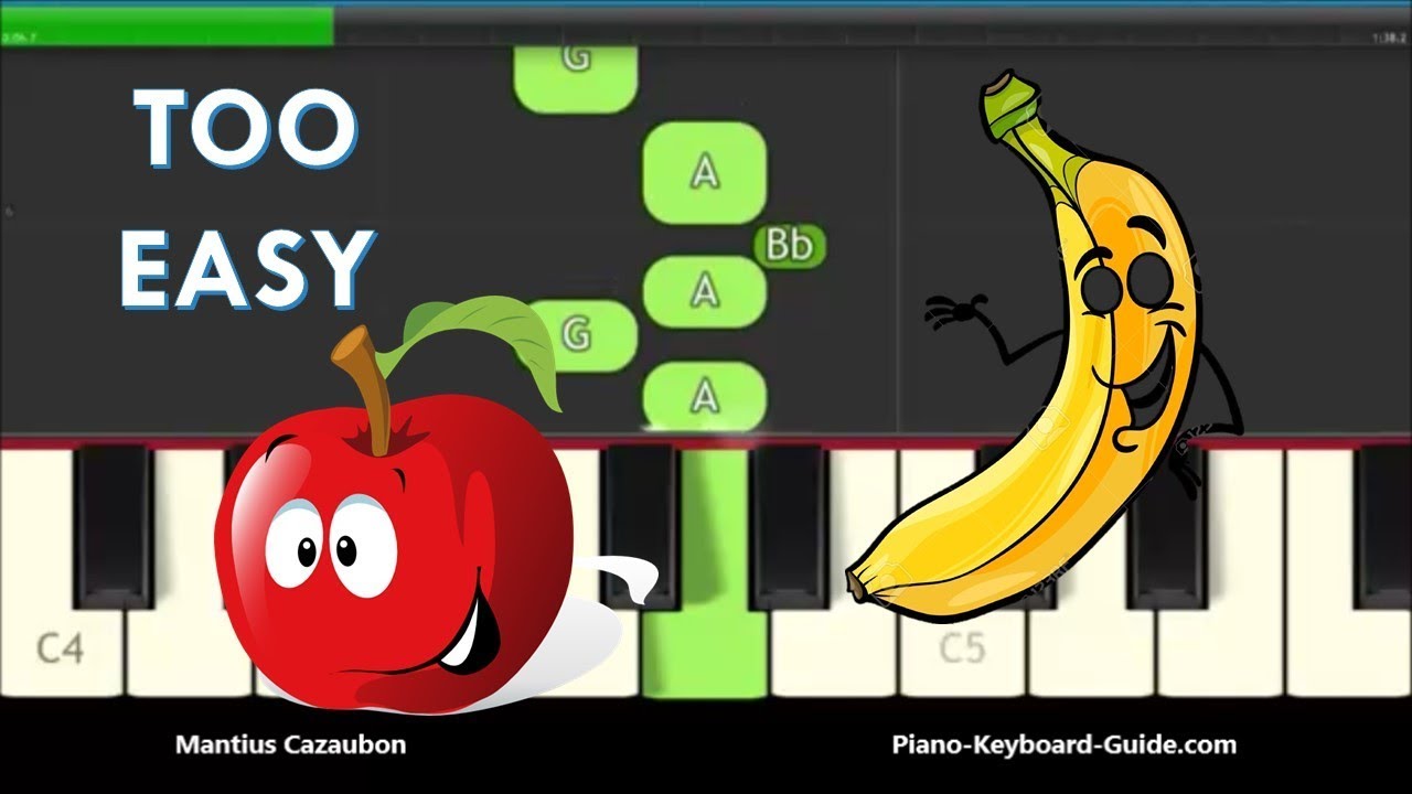 Apples And Bananas Song - Slow, Very Easy Piano Tutorial - Right Hand Only