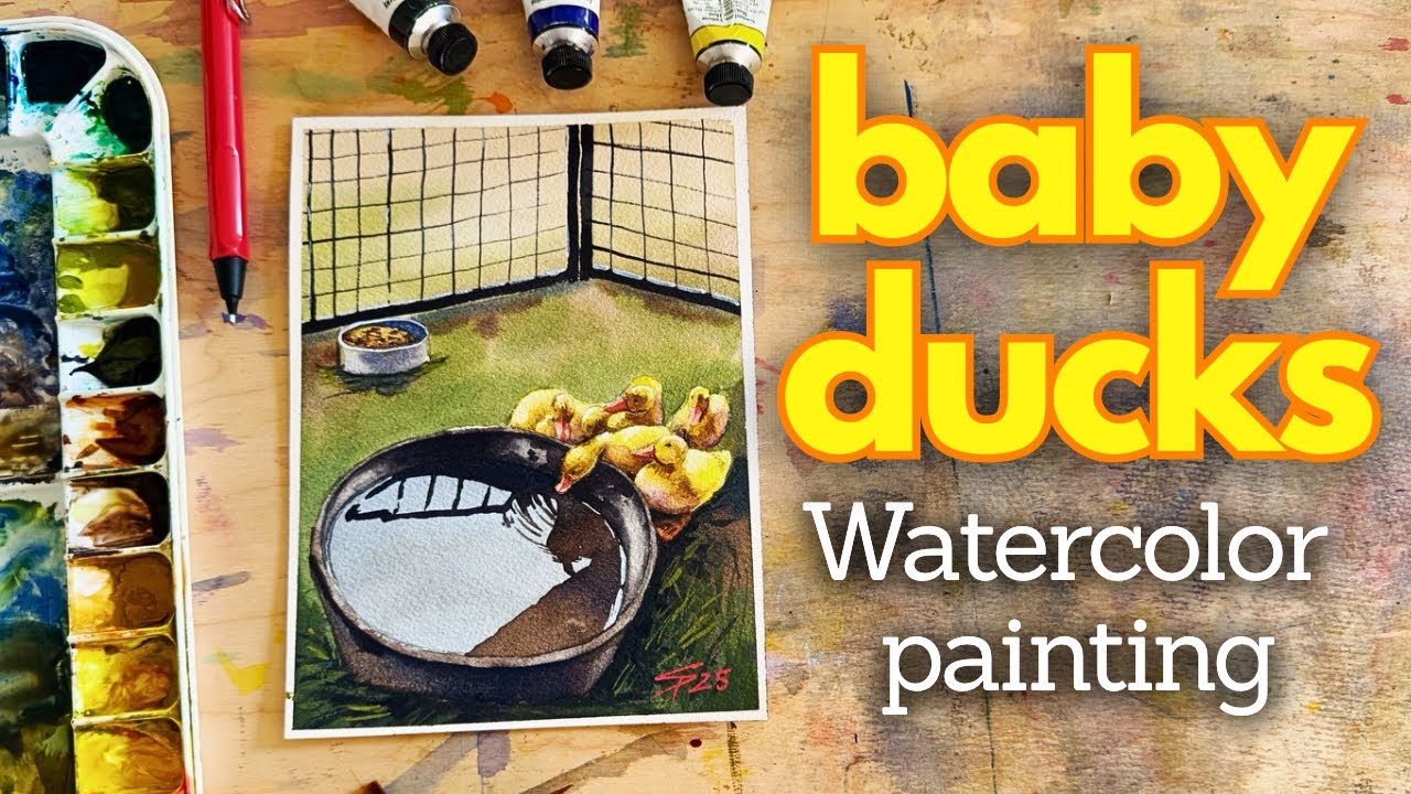 Painting Baby Ducks in Watercolor | Relaxing Art Process 🦆🎨
