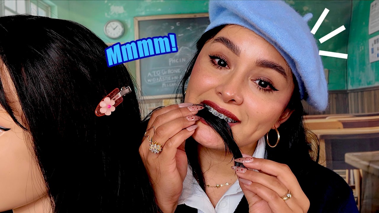 Tu amiga con BRACKETS 🦷😱 se COME tu CABELLO 📚 en clases I Ges ASMR