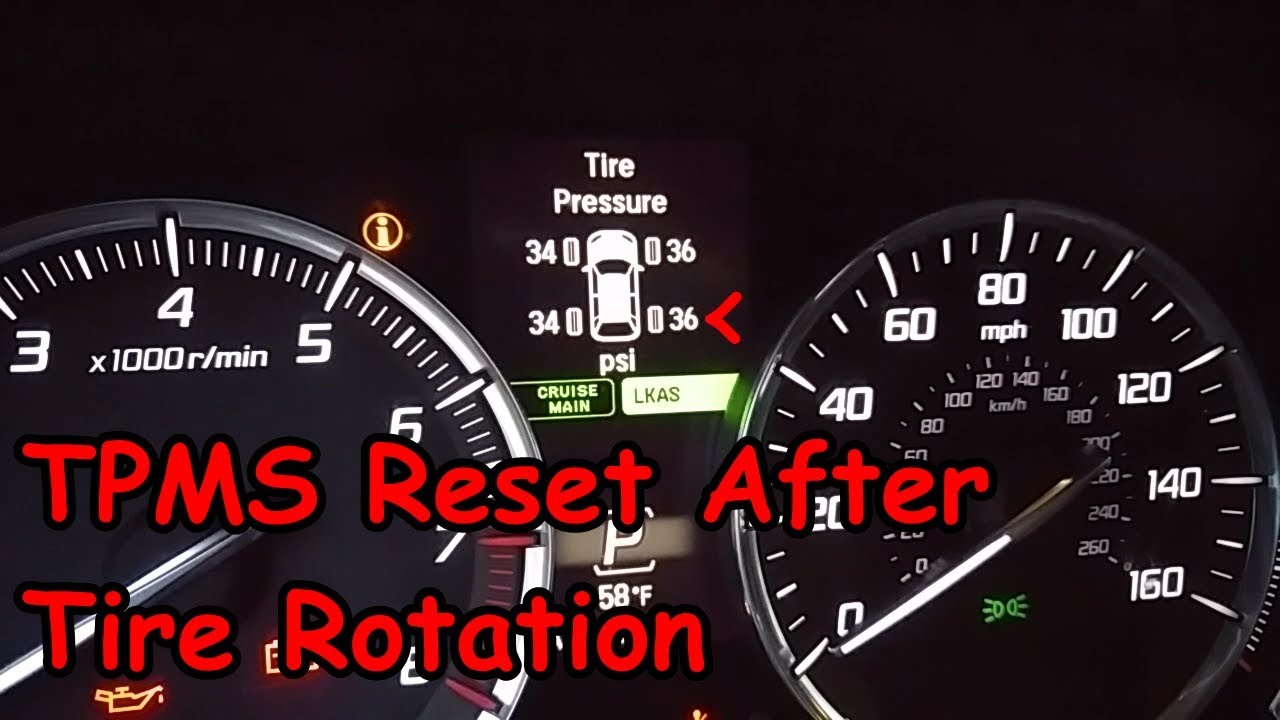 Перестановка шин и сброс TPMS — Acura MDX