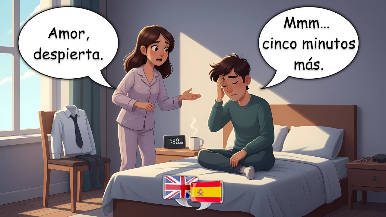 Daily Spanish Conversation: Waking Up for Work ⏰ (Listening & Speaking Skills)