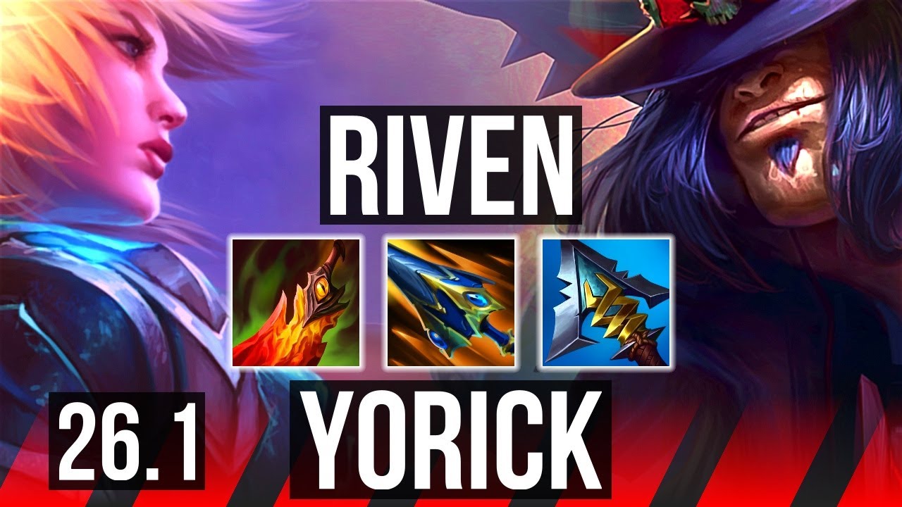 RIVEN vs YORICK (TOP) | Good KDA: 12/1/7, 43K damage | EUW Diamond | 26.1