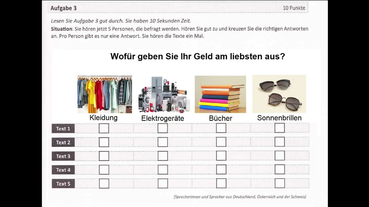ÖSD A1 Modellsatz Nr. 12 - HÖREN (AUFGABE 1/2/3) !NEU!