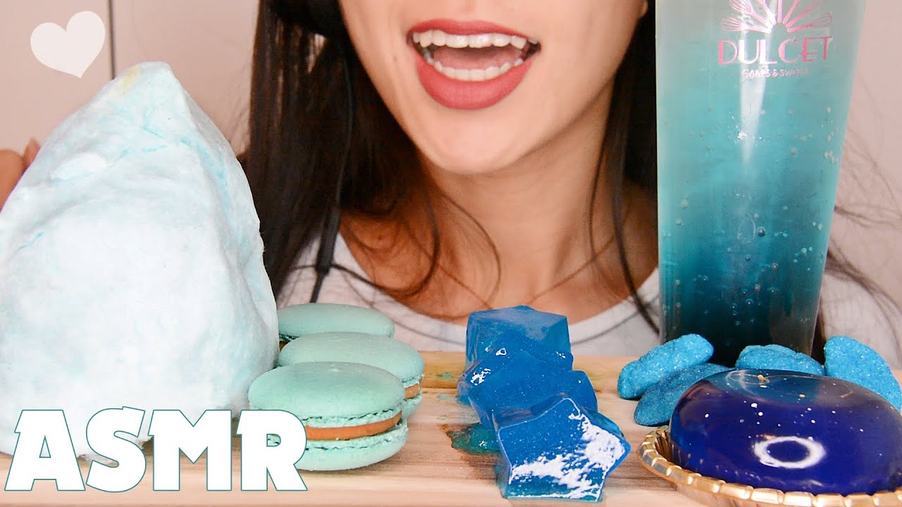 ASMR MACARON, COTTON CANDY, JELLY STARS, CHOCOLATE MOUSSE, CANDY - EATING SOUNDS [NO TALKING]
