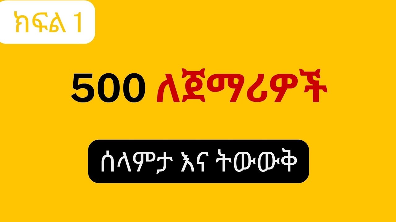 500 ወሳኝ የሰላምታ እና የትውውቅ አባባሎች  -  ክፍል 1  |  spoken english in amharic  |  እንግሊዝኛ ለመናገር ቀላል መንገድ