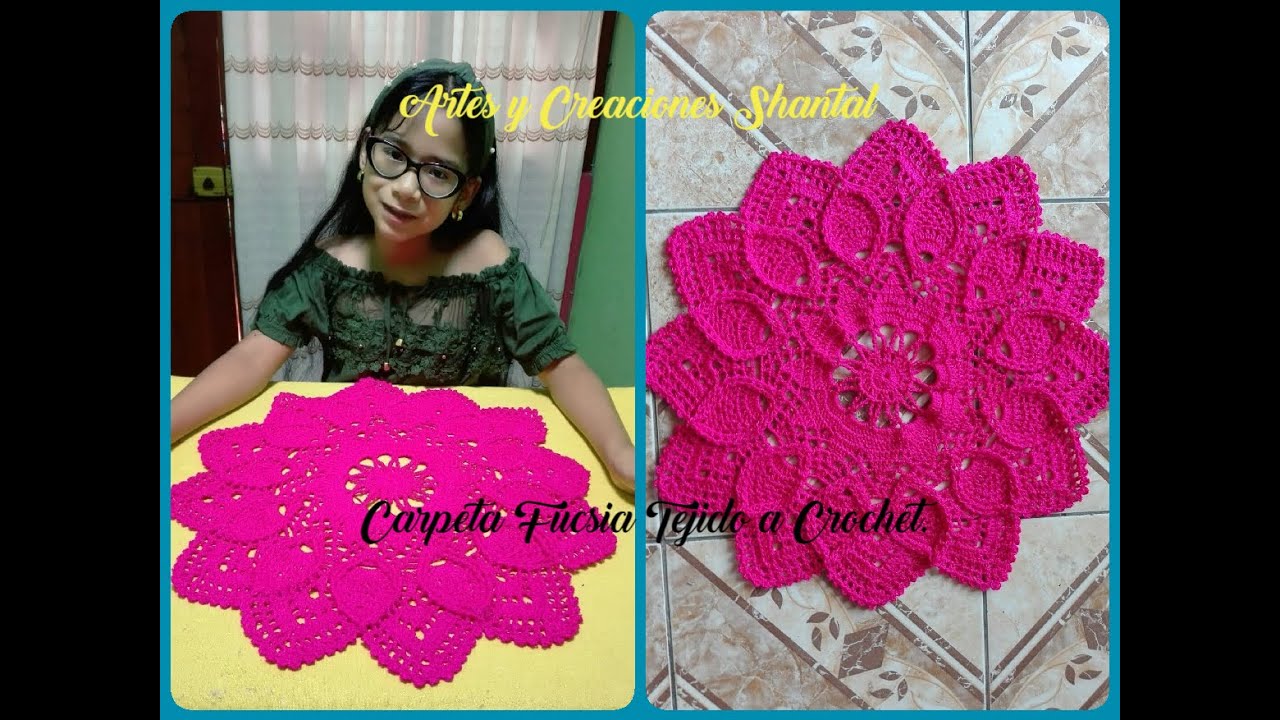 Tapete Fucsia Tejido a Crochet.