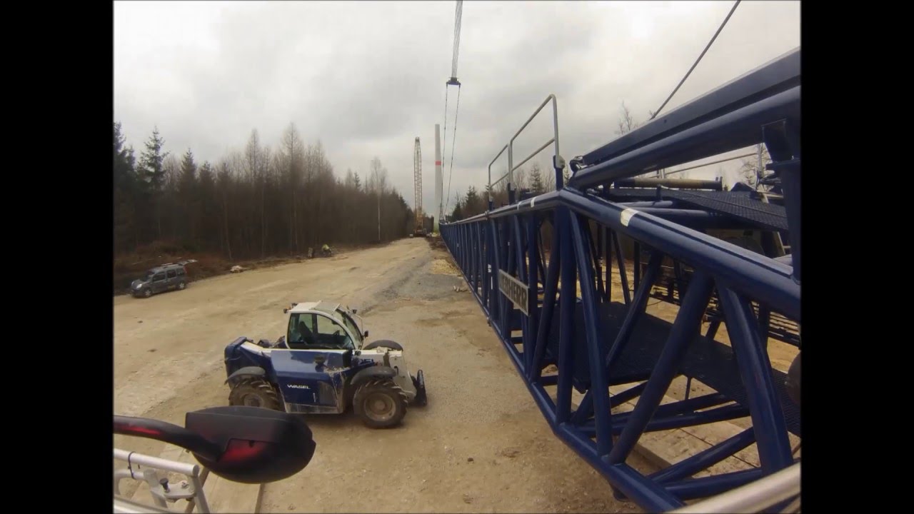 Montage der Liebherr LR1600 der Firma Wasel im B&uuml;rgerwindpark Virngrund