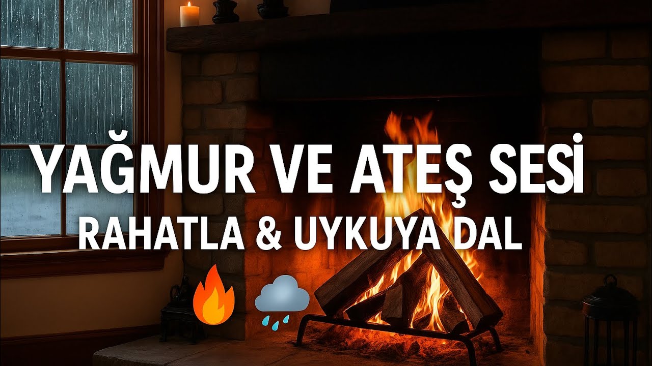 Yağmur ve Şömine Sesi | Rahatlatıcı Ateş Sesi ile Dinlen, Uykuya Dal veya Odaklan 🔥🌧️