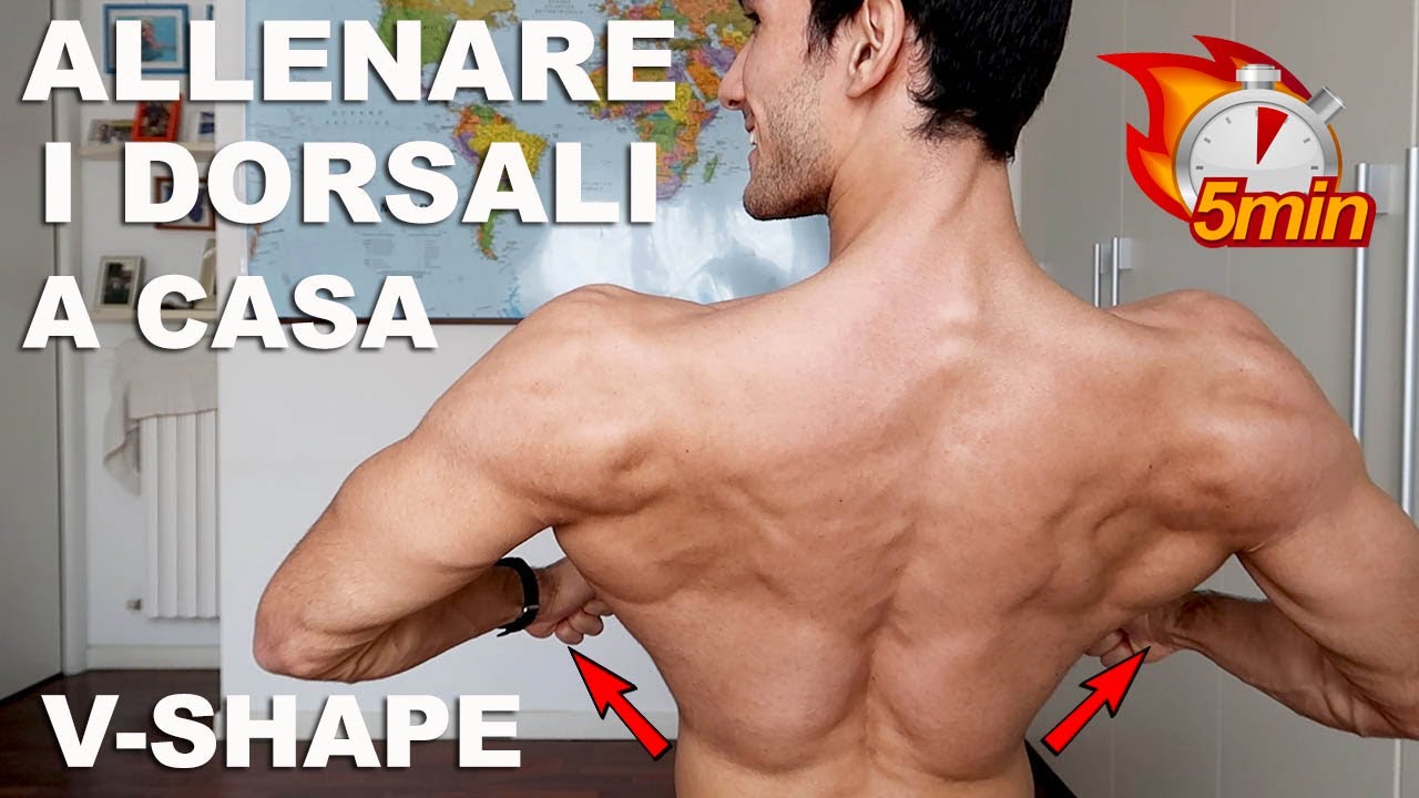 CIRCUITO DORSALI ENORMI IN 5 MINUTI! ALLENAMENTO DORSO IN CASA SENZA ATTREZZI! SENZA SBARRA!