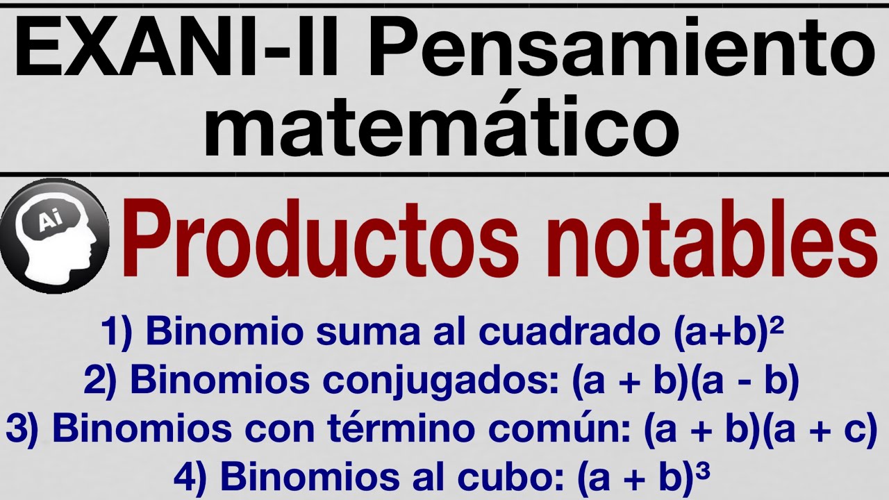 EXANI-II 2021 Productos notables Factorizacion (Pensamiento matematico)