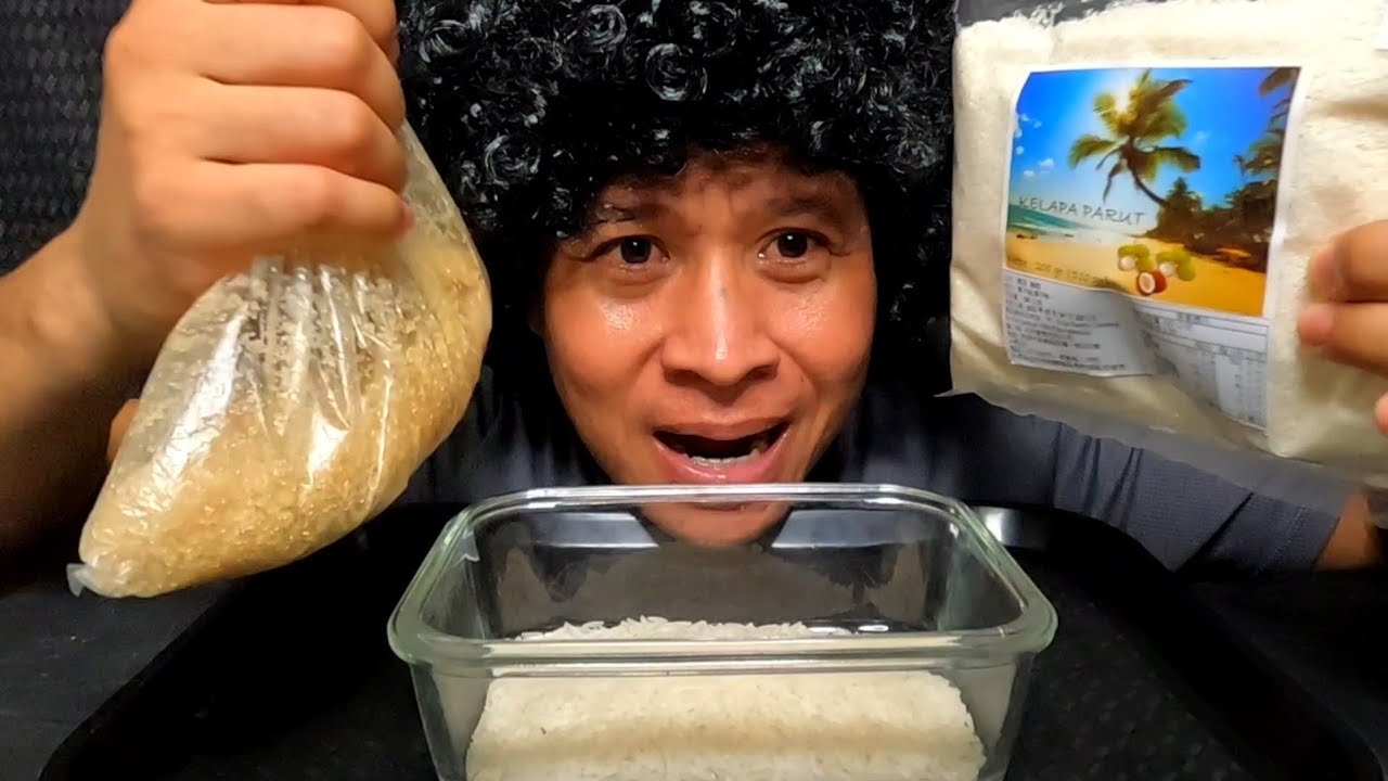 Suapan Mantap‼️Eat Rice Mixed With Grated Coconut+Sugar||Makan Beras, Kelapa Parut+Gula Gurih Lezat