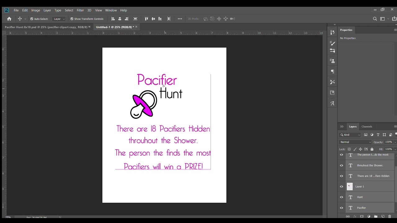 Create Printable Baby Shower Games using Adobe Photoshop CC 2017