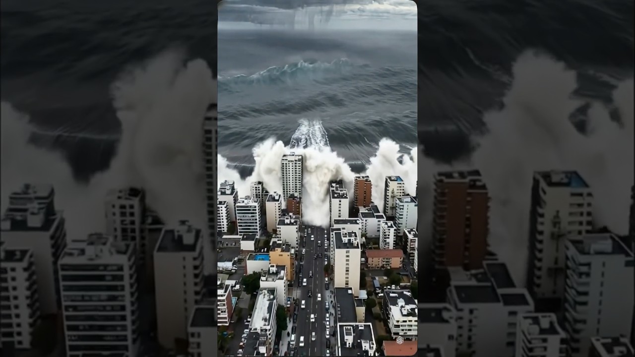 Giant Tsunami Hits New York City?! 🌊🏙️ (Real Footage) #shorts #beach #usa #tsunami #scary #viral