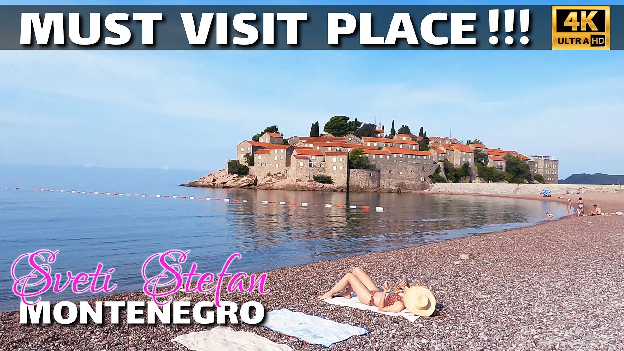 Sveti Stefan,  Crna Gora. (Montenegro) 🇲🇪 4K Walking Tour. September 2022