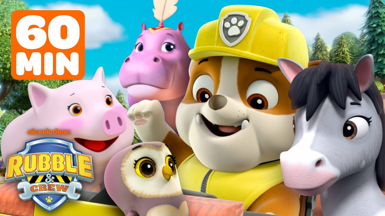 Rubble's WILD Animal Rescues! w/ PAW Patrol Zuma, Rocky & Chase | 1 Hour | Rubble & Crew