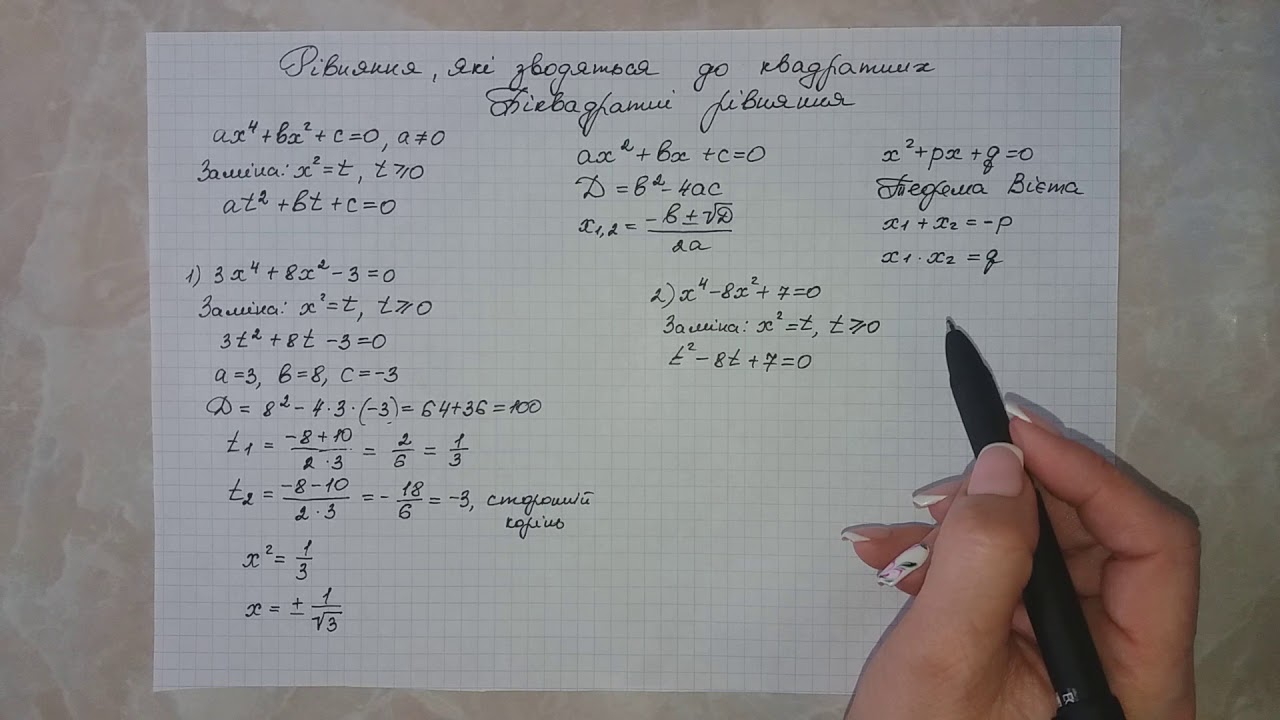Рівняння, які зводяться до квадратних. Біквадратні рівняння