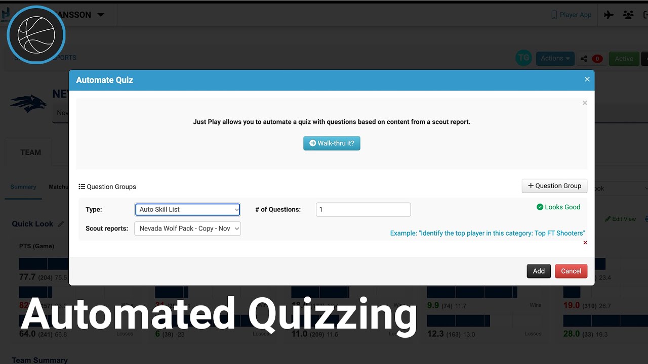 Automating Quizzes - Just Play Basketball