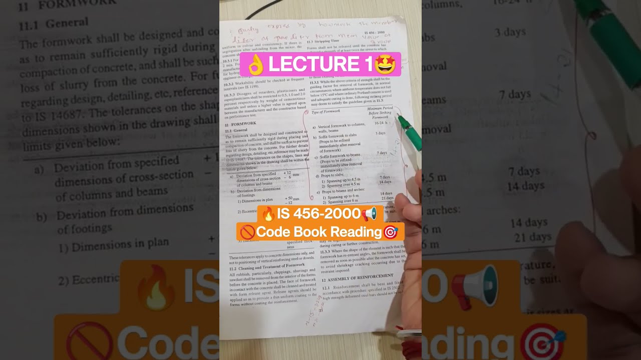 IS Code (456-2000) Book Reading ll Shorts for civil engineers , #civilbrains #civilsiteengineers