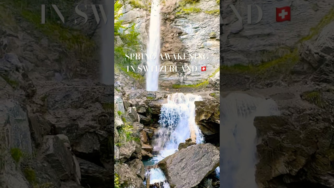 WONDERFUL SPRING AWAKENING IN  SWISS ALPS🏔️WATERFALLS 💦FRESH GREENERY🌿#switzerland#spring#shorts