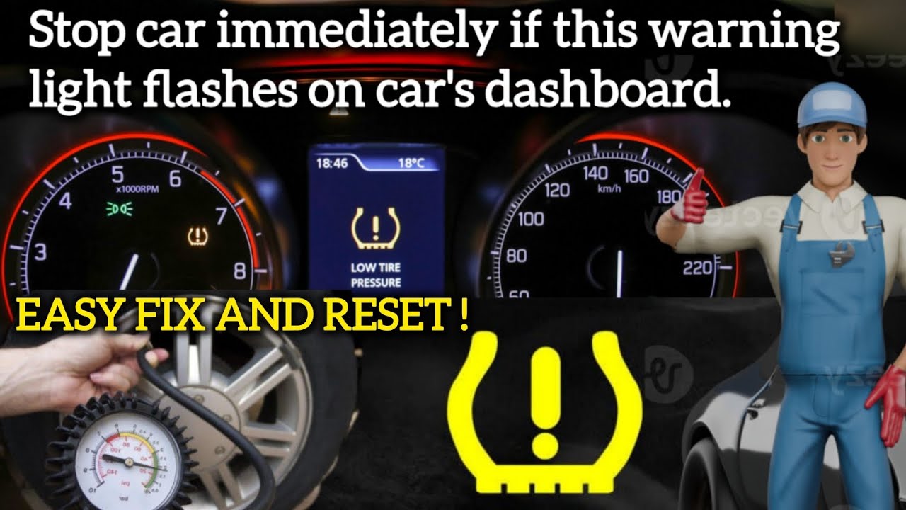 How To Fix and Reset Tire Pressure Warning light(TPMS)Stays ON,on car's dashboard