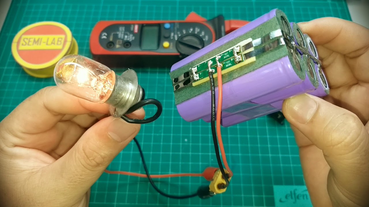 Li-ion 3s2p 11.1v 3000mAh_Step 5 การทำ Bottom Balance ด้วย หลอดไฟ 12V + BMS 1S