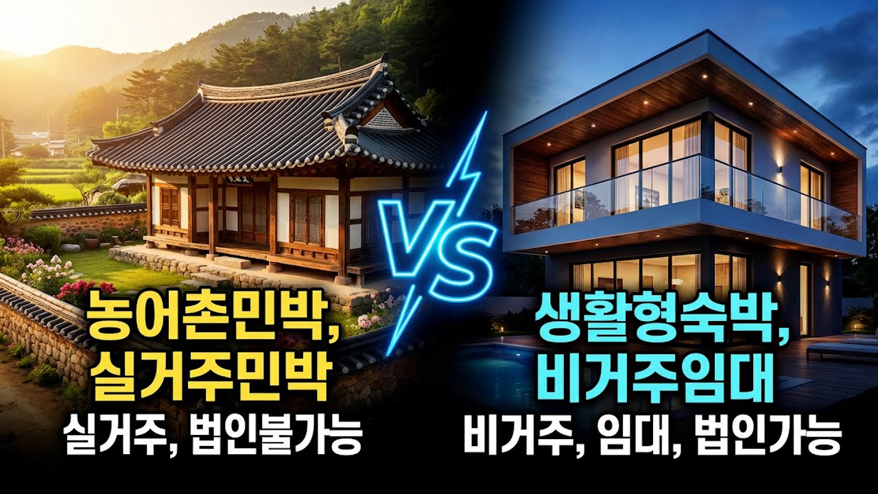 펜션 창업 필수! (농어촌민박 vs 생활형숙박시설) 당신의 상황에 딱 맞는 펜션은? #농어촌민박#펜션창업#숙박업창업#펜션사업#건축법#감성펜션#풀빌라#농어촌정비법#숙박법규