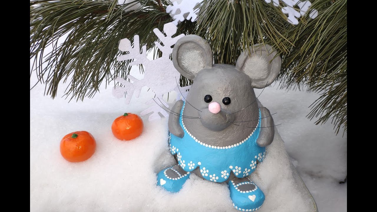 МЫШКА из ЦЕМЕНТА / ФИГУРЫ для САДА и дачи своими руками/ Поделки из цемента / Декор клумбы