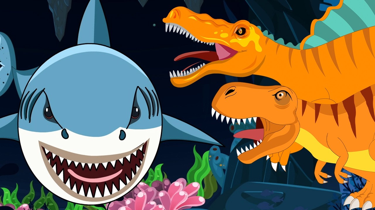 We're Going on a T-rex Dinosaur Hunt vs Spinosaurus Hunt vs Shark Hunt- Preschool Songs & Rhymes