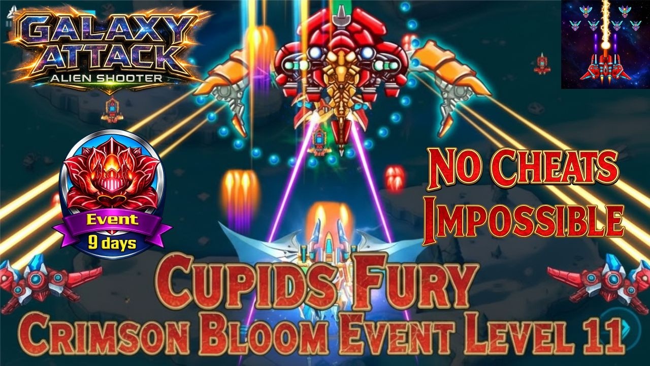 GALAXY ATTACK: Cupid's Fury Crimson Bloom Event Level 11 Boss Fight! 🚫 No Cheats | By Apache