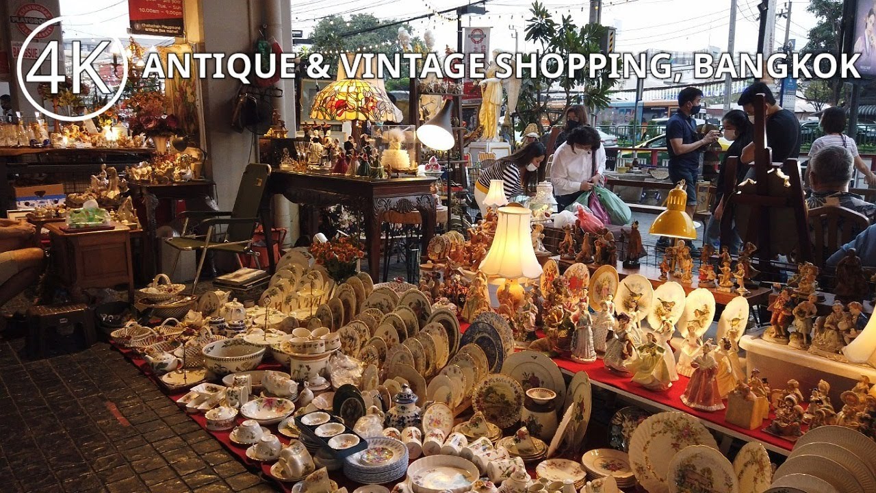 [4K] Antique Vintage Flea Market in Bangkok, Thailand (Jan 2021)